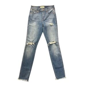Madewell 10 High-Rise Skinny Jeans Womens 26 Blue Distressed Raw Hem Denim